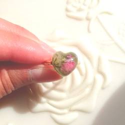 petit heart ring かすみ草のプチハートリング A (グリーン・11号～の一般的なフリーサイズ) 3枚目の画像