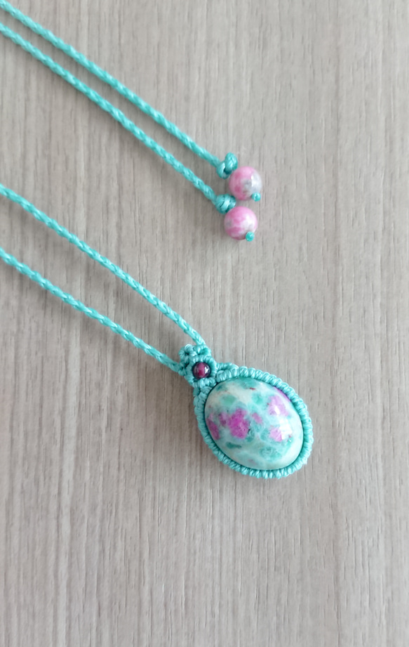 ルビーインフックサイトのマクラメネックレス | macrame Mali