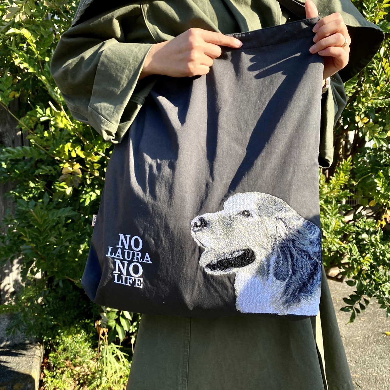 【オーダーメイド】うちの子刺繍ワンハンドルエコバッグ