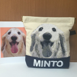 オーダー事例❤︎愛犬の刺繍ポーチ 1枚目の画像