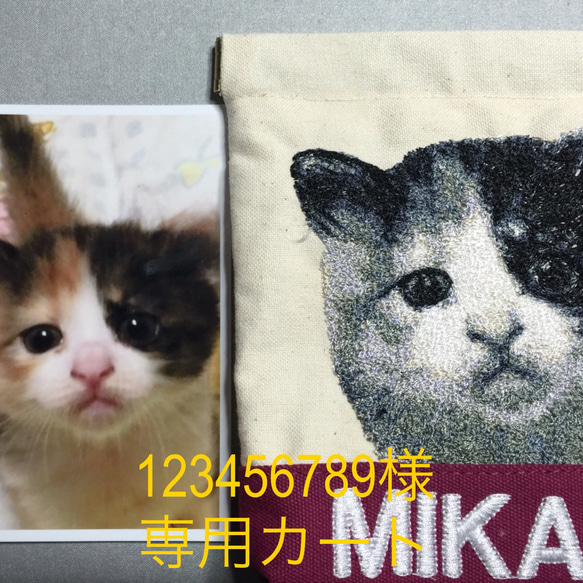 123456789様オーダー品❤︎愛猫の刺繍ポーチ 1枚目の画像