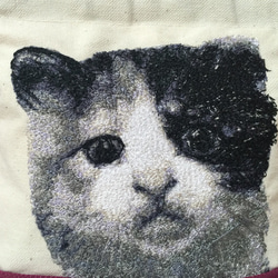 オーダー事例❤︎愛猫の刺繍ポーチ 2枚目の画像