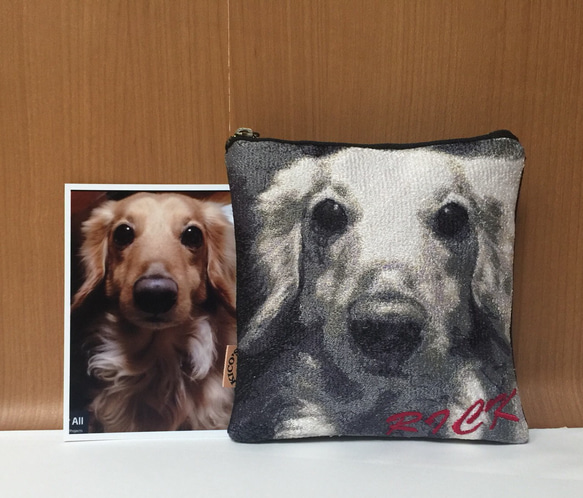 オーダー事例❤︎愛犬の全面刺繍ポーチ 1枚目の画像