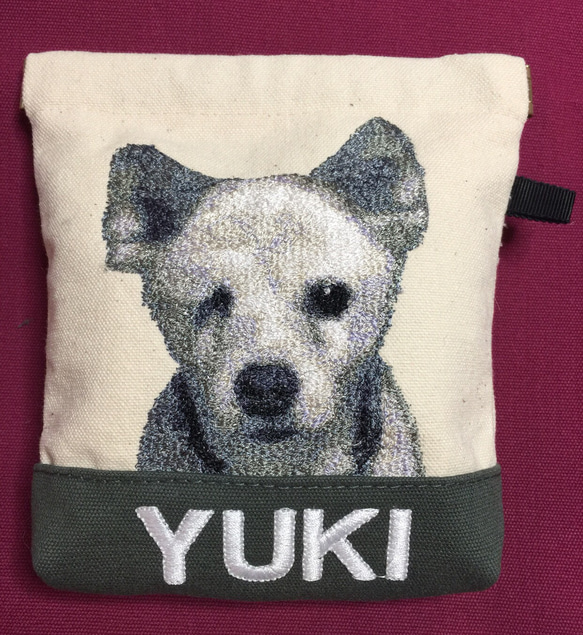 オーダー事例❤︎愛犬の刺繍ポーチ 1枚目の画像