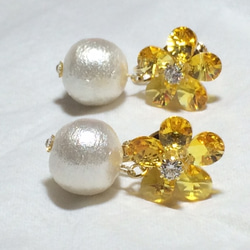 petit flower earrings ~yellow~ 2枚目の画像