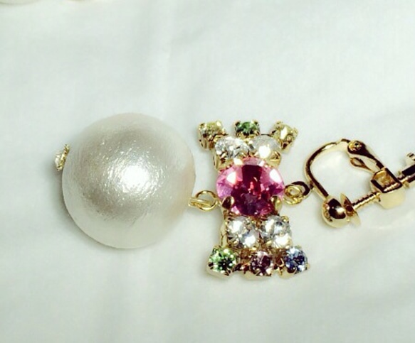 jewel ribbon earrings ~pink multi~ 1枚目の画像