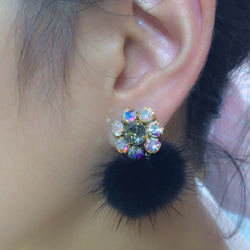 minkfur earrings ~black~ 1枚目の画像