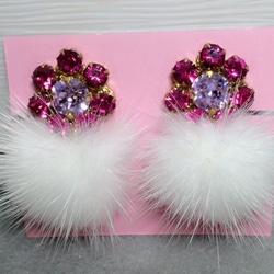 minkfur earrings  ~white~ 3枚目の画像