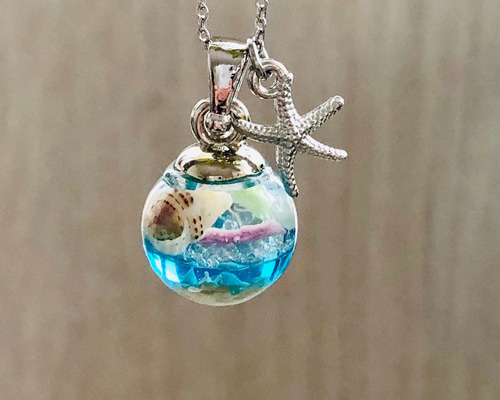 琉球ガラス 蛍 淡青 ジンベイザメ レジン サージカルステンレス  