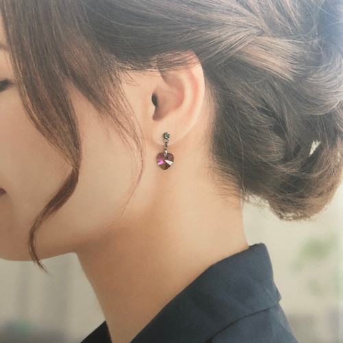 スワロフスキー ハートピアス【クリスタルパラダイスシャイン 