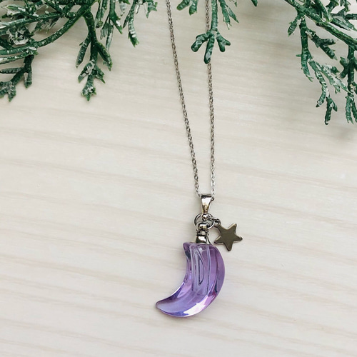 数量限定 月と星のアロマペンダント〔パープル〕【サージカル