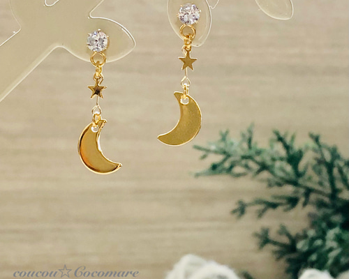 選べる星座 きらきら CZ ゴールド ピアス aquagarage 十二星座 ピアス ジルコニア スター アクセサリー 3
