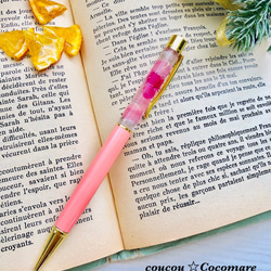 紫陽花のハーバリウムボールペン【替芯黒1本付き】ピンク 2枚目の画像