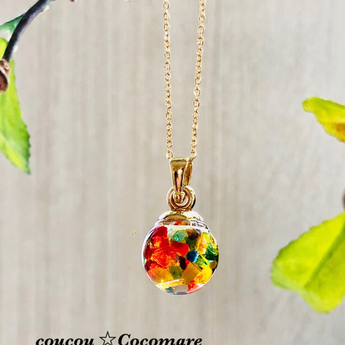 琉球ガラスのキラキラネックレス【太陽の恵】サージカルステンレス