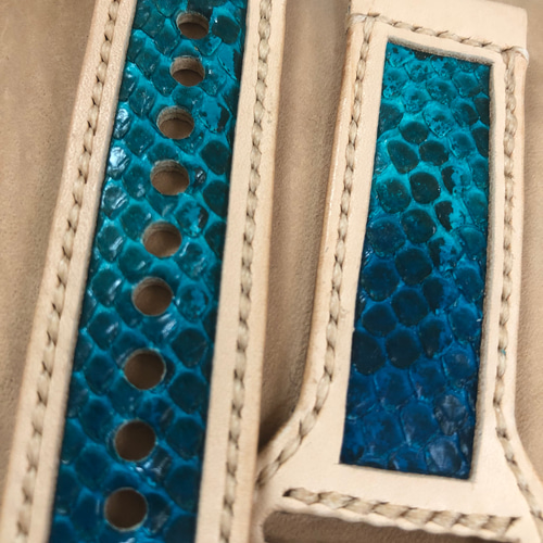 apple watch 天然パイソン革染めハンドメイド 腕時計 ママダイバー