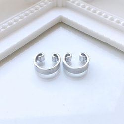 〈軽い〉〈痛くない〉〈挟めるだけ〉2wayシルバーフラットリングイヤリング・イヤーカフpt.2(両耳用)(調節可能) 5枚目の画像