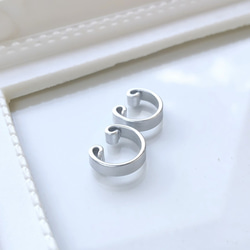 〈軽い〉〈痛くない〉〈挟めるだけ〉2wayシルバーフラットリングイヤリング・イヤーカフpt.2(両耳用)(調節可能) 6枚目の画像