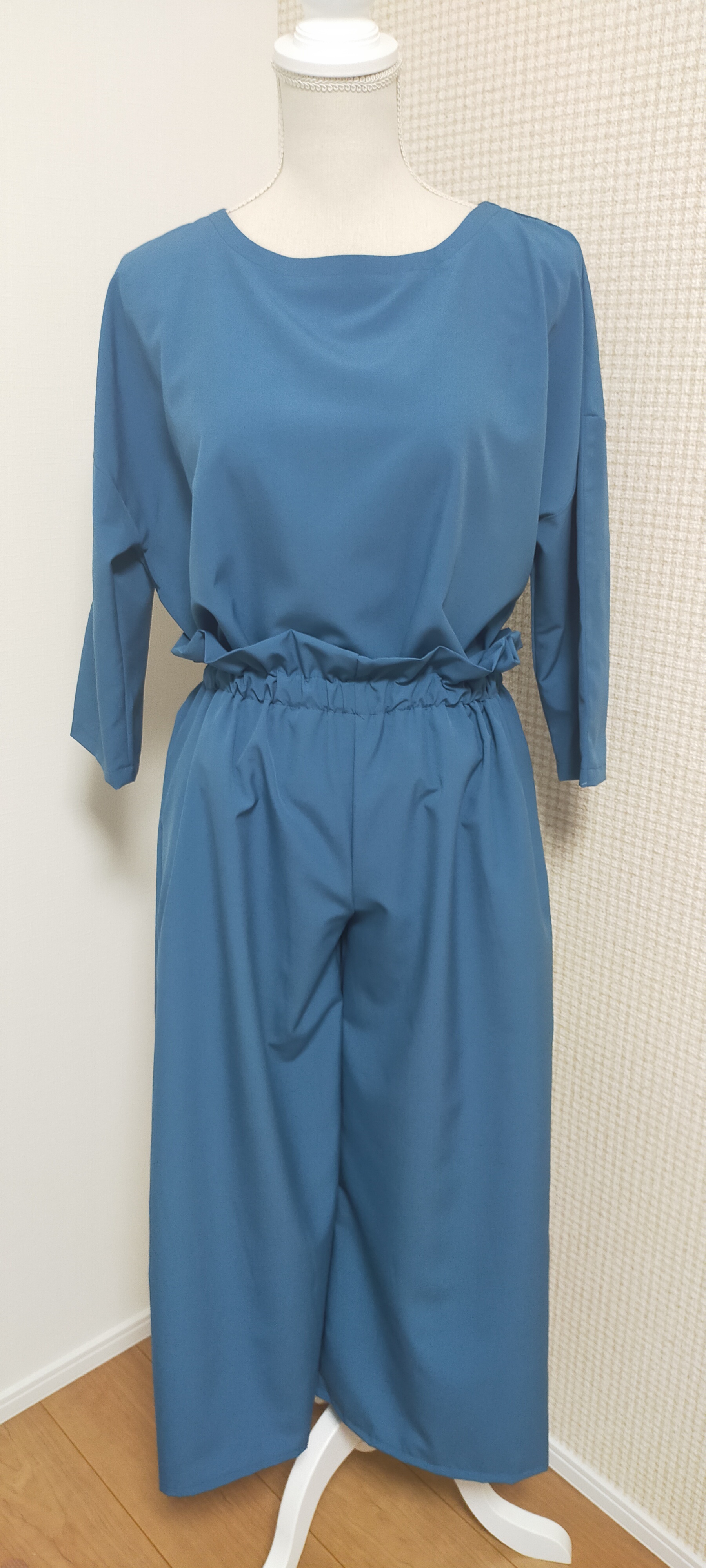 セットアップ　レディース　2点セット　ワイドパンツセットアップ　さらさら素材で涼しく快適に♪