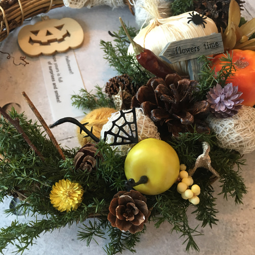 さくら♡早割特価　ハロウィン　フラワーリース 秋の新作＊ 収穫のハロウィンスワッグ スワッグ Ly's Wreath