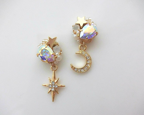 流れ星　カイヤナイト他　アシメ　チャームピアス　イヤリング　ノンホールピアス 0_bbbccc89b6d34312077365873951