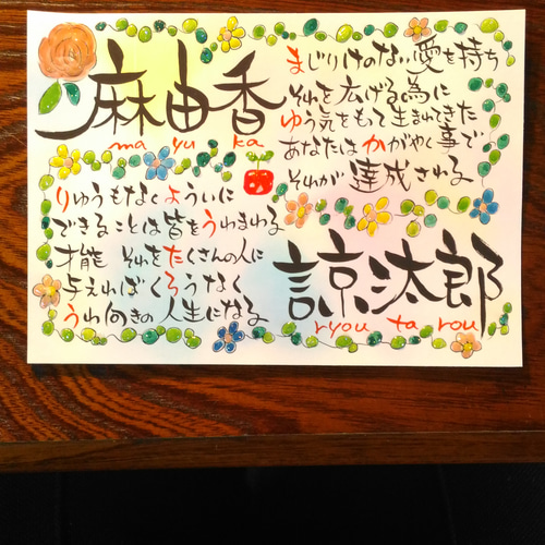 誠実 お名前入りポエム筆文字 アート2L判 5654737 通販 kai 書道 その他