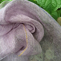 「送料無料」手織りヘンプストール　紫根 5枚目の画像
