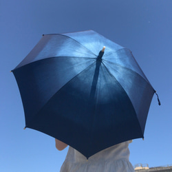 送料無料  " Ripple " 波紋の呼吸　藍染め日傘　絞り染め 揺らぎ 2枚目の画像