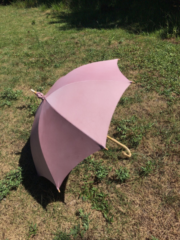 日傘 " モネの庭で "　泥染 薄紫色 ムラ染　秋春にも 4枚目の画像