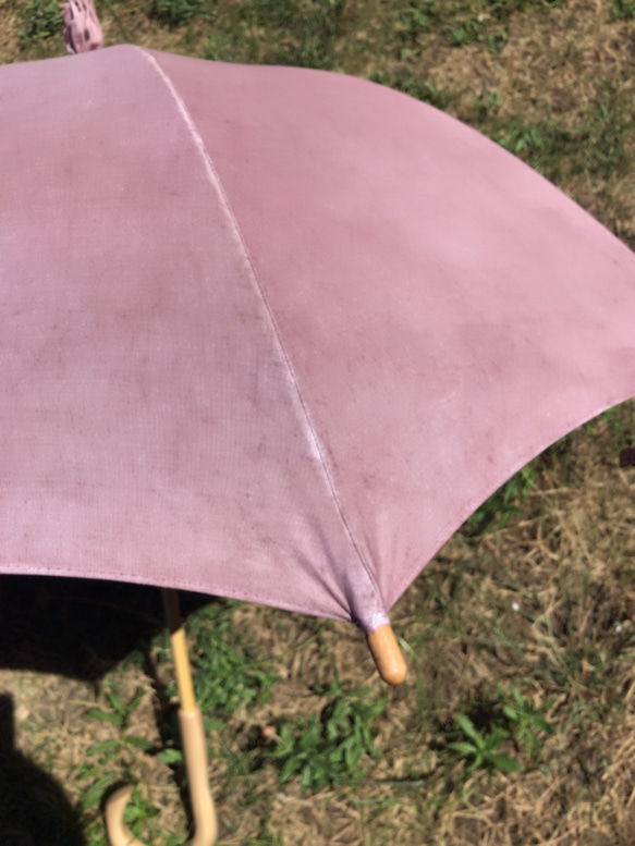 日傘 " モネの庭で "　泥染 薄紫色 ムラ染　秋春にも 7枚目の画像