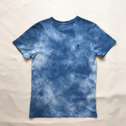 送料無料 " 青いバラ " BLUEROSE オーガニックコットン使用 藍染Tシャツ 2枚目の画像