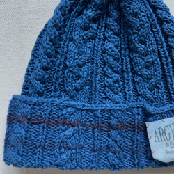 送料無料 　ちくちくしなたい藍染コットンニットキャップ　帽子 ケーブル編み ベビーサイズ 4枚目の画像