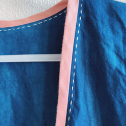 ゆるゆると！ 藍染 麻素材 うっすら光沢のあるショート丈カーディガン " Good Morning "　羽織 4枚目の画像