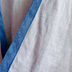 藍×白×赤 トリコロールカラーが爽やかなリネン ショート丈のカーディガン　羽織 5枚目の画像