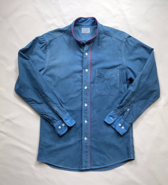 古着】 リメイク 後染 藍染シャツ