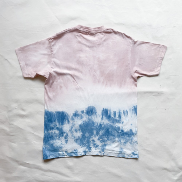 送料無料 "Coloring" 藍染+泥染Tシャツ 絞り染め 染色 4枚目の画像