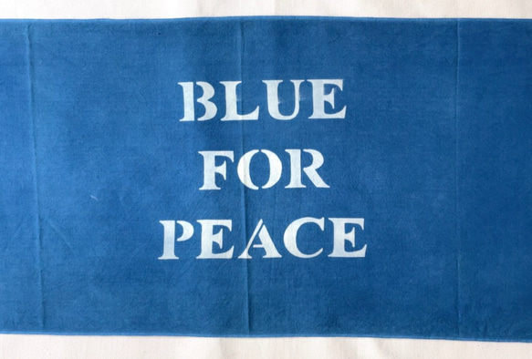 送料無料 藍染手ぬぐい BLUE FOR PEACE 1枚目の画像