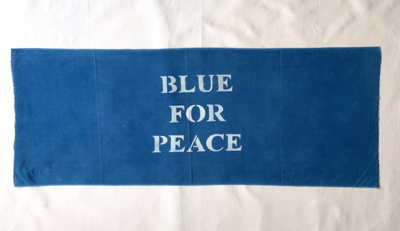 送料無料 藍染手ぬぐい BLUE FOR PEACE 2枚目の画像