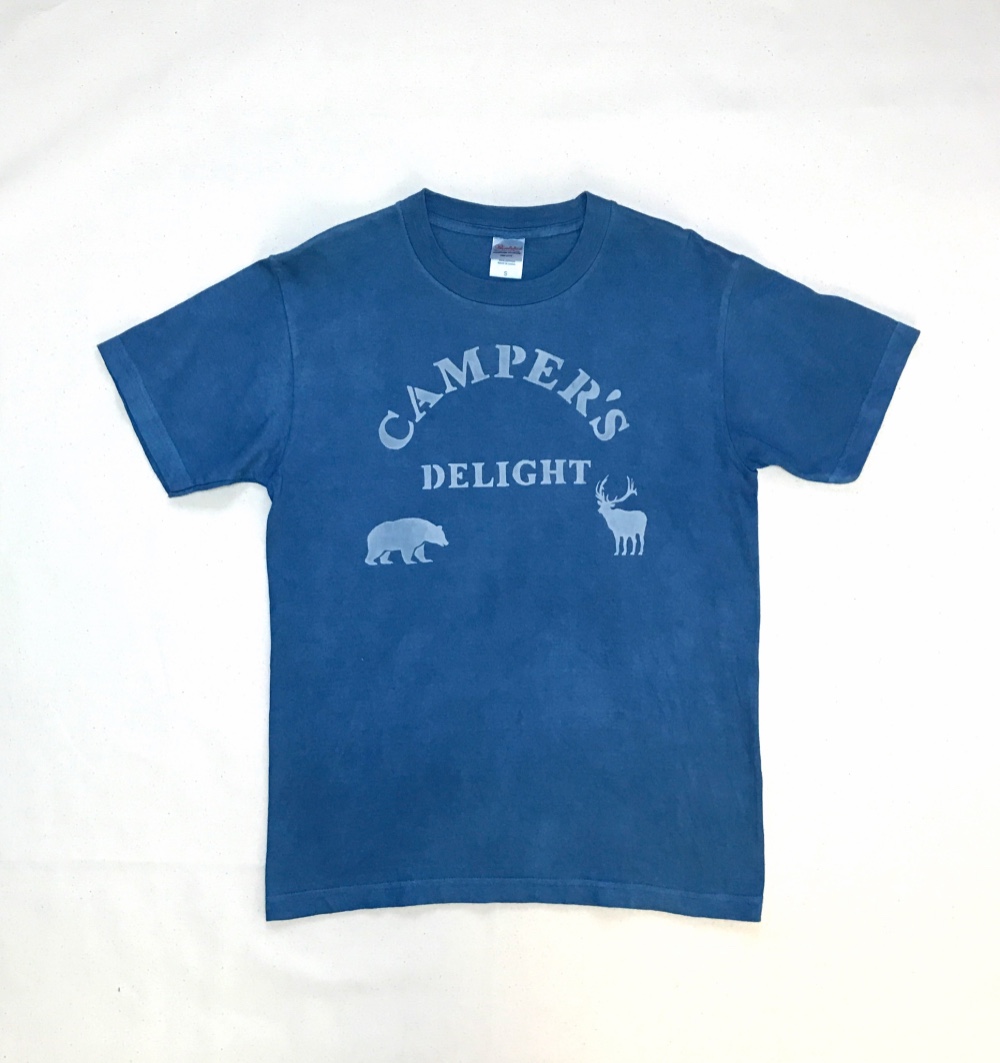 送料無料　"キャンパーの喜び" CAMPER'S DELIGHT 藍染Tシャツ