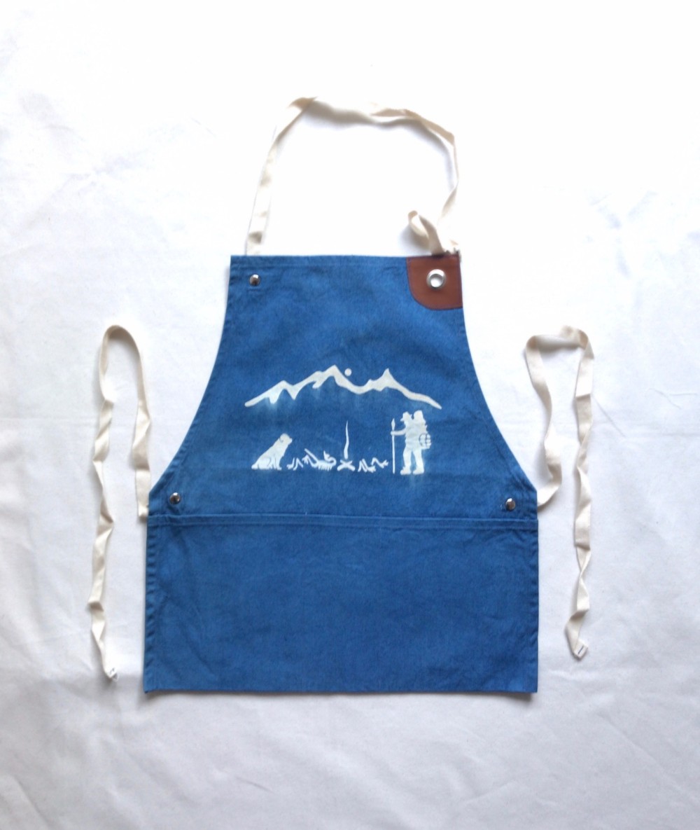 送料無料 藍染ワークエプロン　10oz帆布 Indigo dyed サイズM
