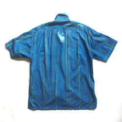 藍染 ストライプシャツ 古着 3枚目の画像