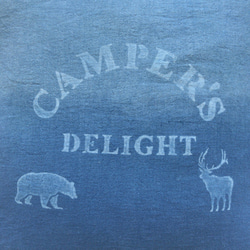 送料無料　キャンプにおすすめ " CAMPER'S DELIGHT " クッションカバー 藍染 2枚目の画像