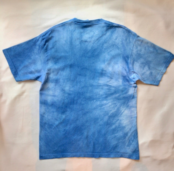 送料無料 MOONLIGHT Tシャツ 三日月 藍染 絞り 型摺り染 3枚目の画像