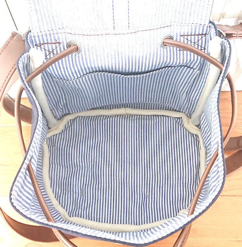 3wayネイビー帆布と焦げ茶合皮のリュックP