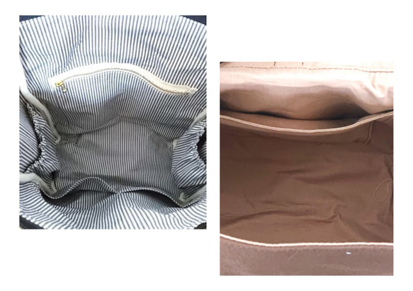 3wayベージュ帆布とモカ茶合皮のリュックＫ 5枚目の画像