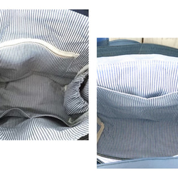 A4ファイル対応4way8号アイスグレーの帆布とネイビー合皮の四角いリュック＋バック 5枚目の画像