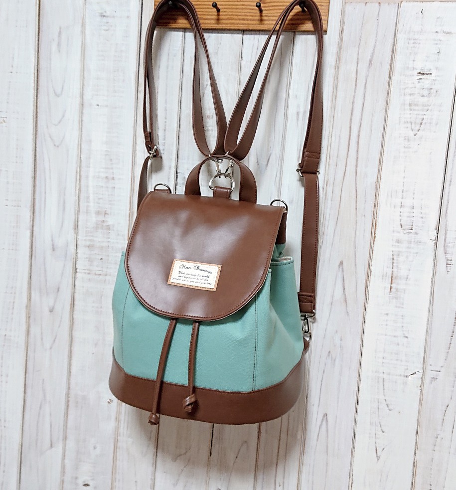 3wayチョコミントカラーのリュック（大）G(受注製作)