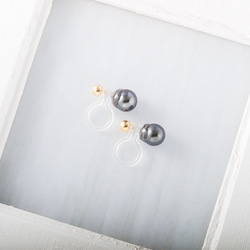 黒染淡水パールのシンプルひとつぶイヤリング(ノンホールピアス)～5.5mm珠 2枚目の画像