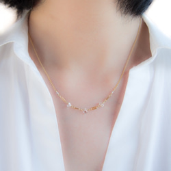 ハーキマーダイヤモンドの飾りチェーンネックレス～14KGF 3枚目の画像