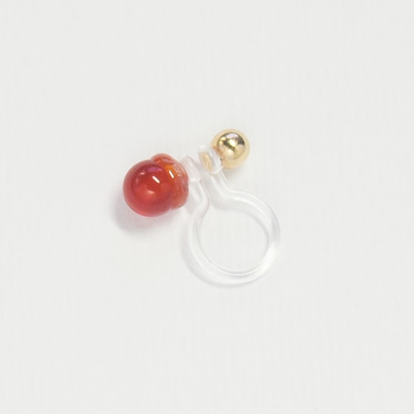 片耳販売＊カーネリアンのシンプルひとつぶイヤリング（ノンホールピアス） 2枚目の画像