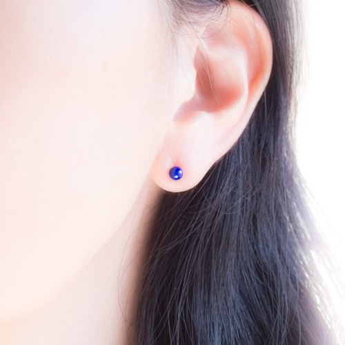 ラピスラズリのシンプルひとつぶピアス～14KGF ピアス（スタッド